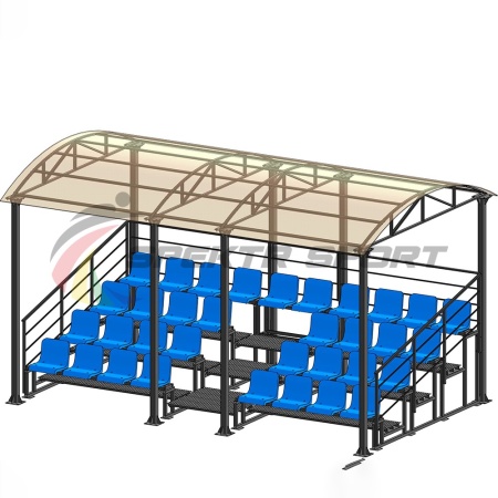 Купить Трибуна для зрителей 4 ряда на 34 места с навесом и перилами в Курганинске 